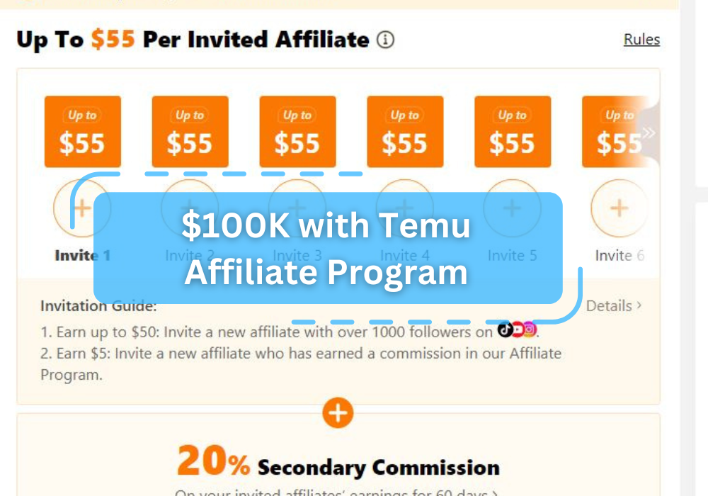 Reach $100K with Temu Affiliate Program